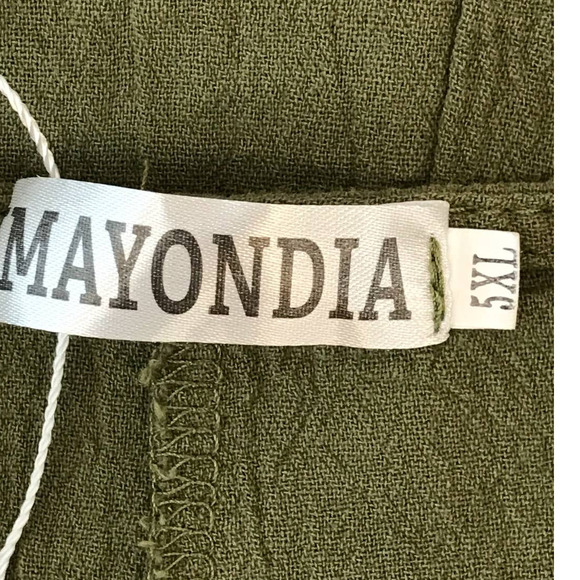 Women's Overall Jumpsuit Bib Trouser Wide Leg 100% Cotton Olive Green Size 5xl - Picture 4 of 10